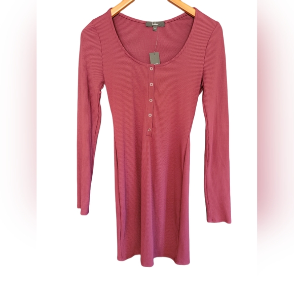 Lulu's Ribbed Mini Dress • Medium • Burgundy • NWT - Picture 1 of 3